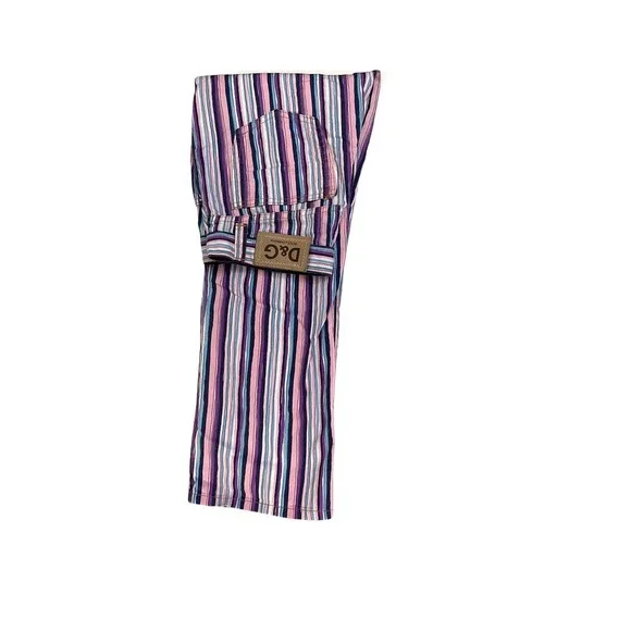 D & G Dolce & Gabbana Purple Striped Cropped Pants Jeans - Picture 3 of 6